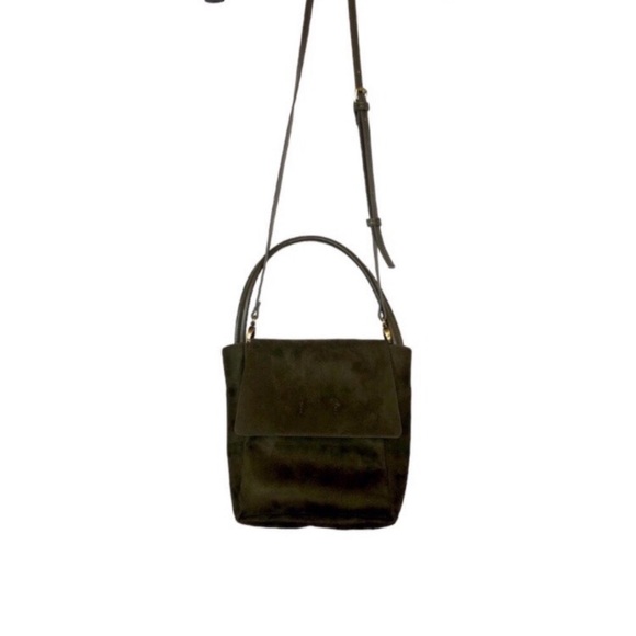 Anthropologie Handbags - Anthropologie Faux Suede Olive green crossbody bag LIKE NEW